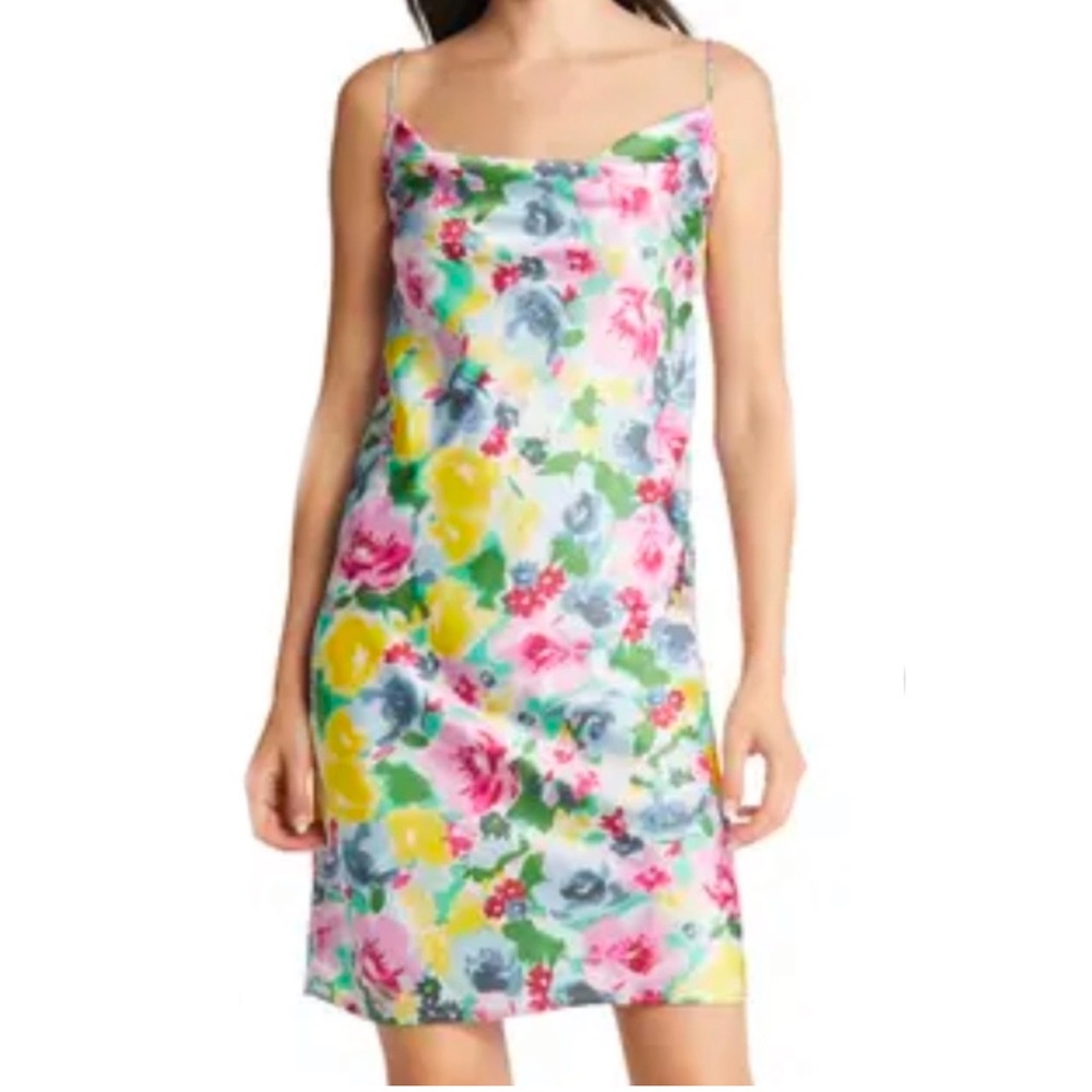 FLORAL SATIN SLIP DRESS